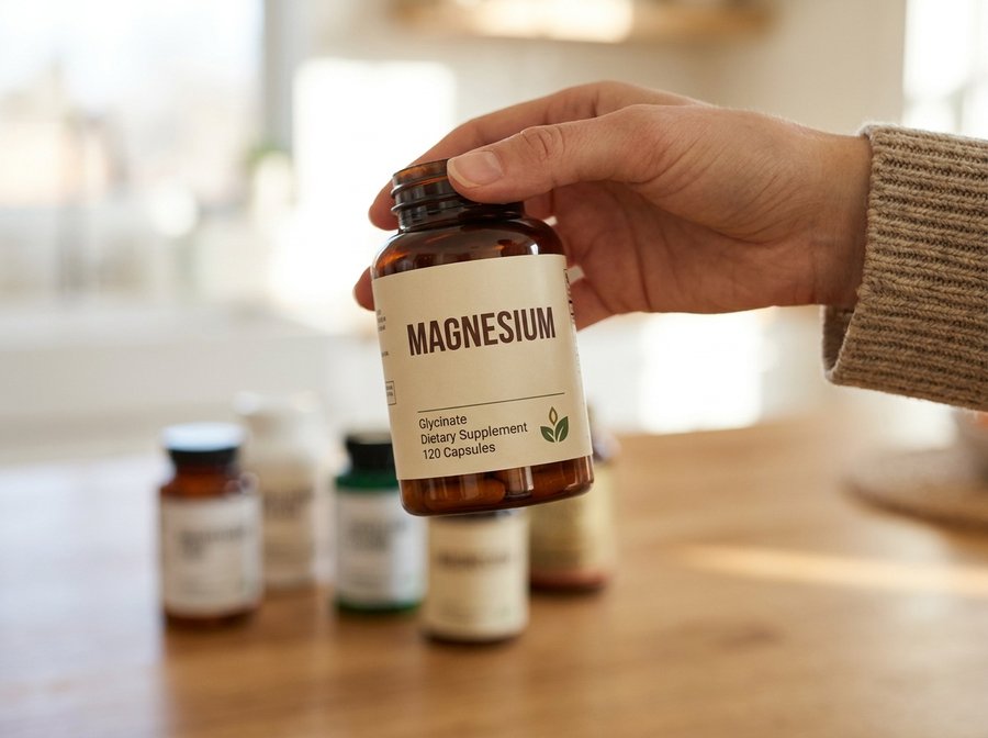 Holding a bottle of magnesium