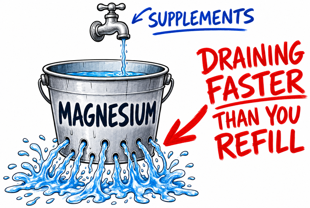 Cortisol drains magnesium faster than you can refill it