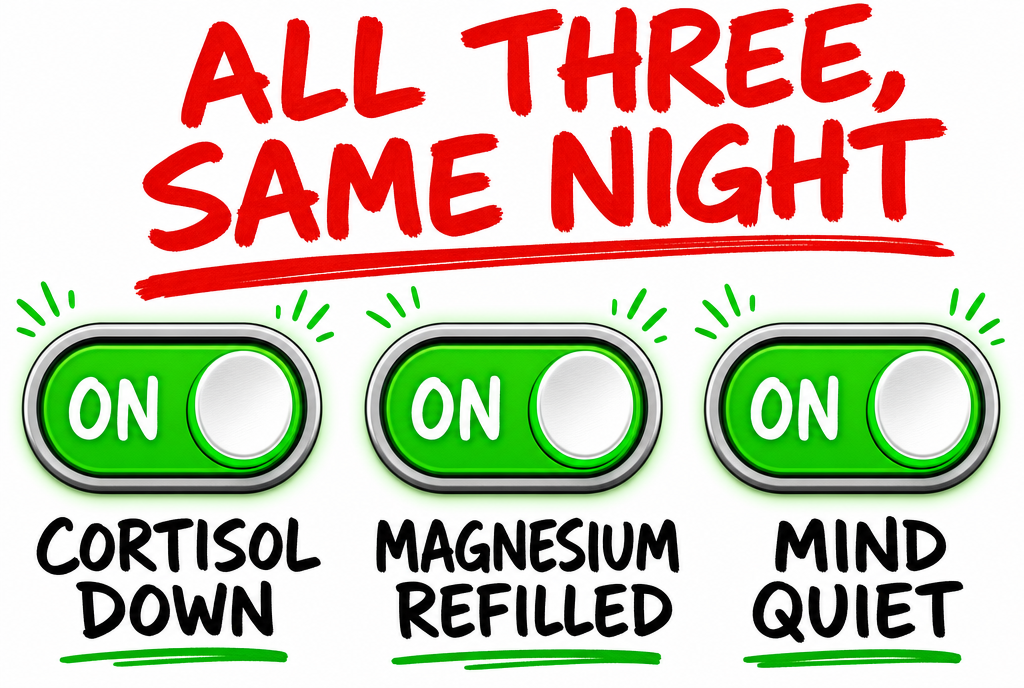 The three switches: cortisol down, magnesium refilled, racing mind quiet